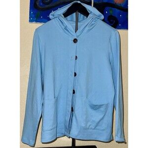 Appleseed's Women's Blue Hooded Cardigan petite small.